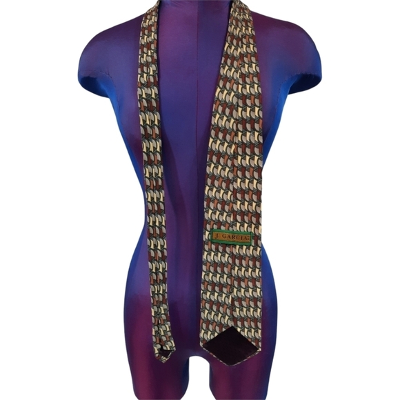 Jerry Garcia 100% Silk Neck Tie Neutral Art Deco Grateful Dead Men's Tie - Picture 4 of 7